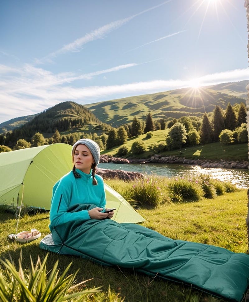 Wind Tour 3 Season Lightweight Waterproof Sleeping Bag Indoor & Outdoor for Hiking Backpacking Camping Traveling (2.2 lb | Green) - Image 5