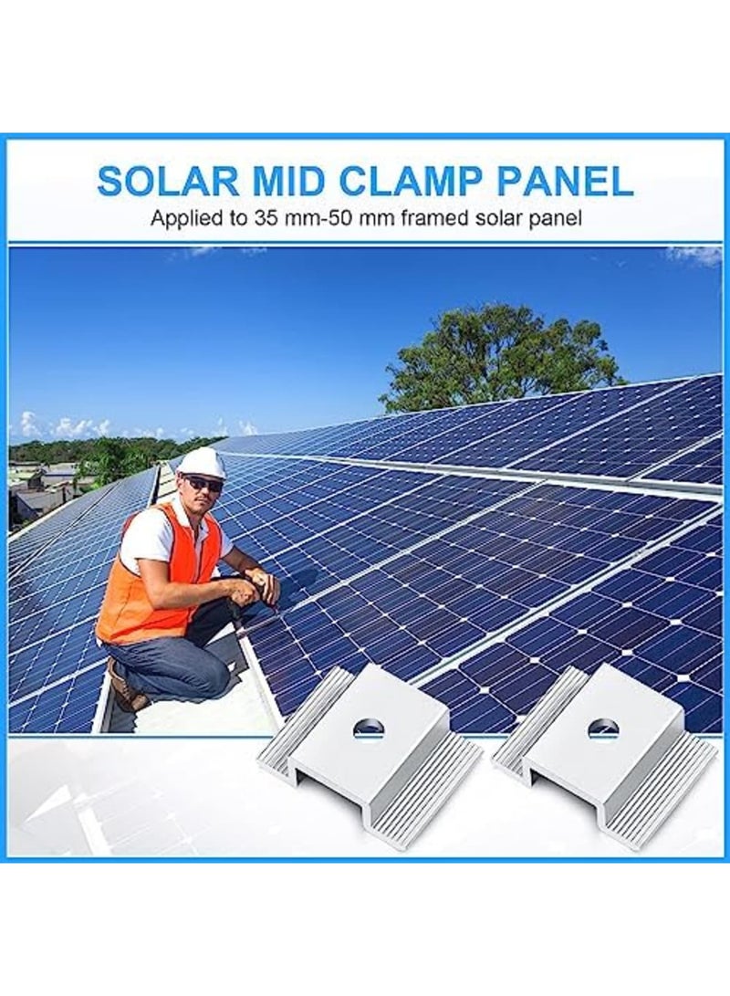 SYOSI Solar Panel Mid Clamps, 1.06 Inch Solar Panel Bracket Aluminium Mounting Accessories, Aluminum Solar Mid Clamp for Solar Panel Mounting Solar Panel Mid Clamp (12 Pack) - Image 2