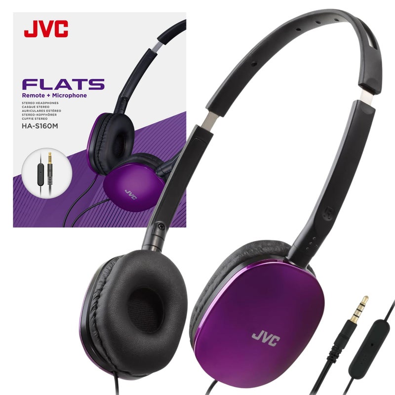 JVC Flats On-Ear Wired Headphones with Mic - Flat Foldable Design - 30mm- Neodymium Driver for Powerful Sound - Soft Ear-Pads for Comfort - Lightweight & Portable - PC/Laptop/Gaming - 3.5mm Slim Plug - Image 1