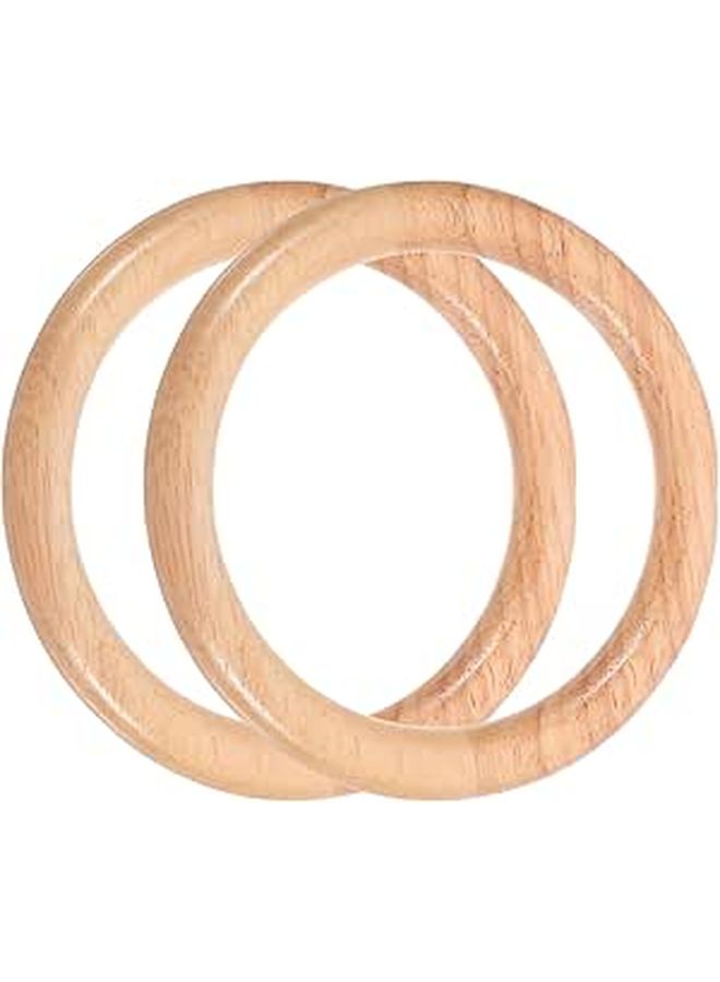 Healeved 2 Pcs Wooden Round Bag Handles 4.3 Inch Natural Purse Handles For Women DIY Handbag Crafting Macrame Accessories - Image 1