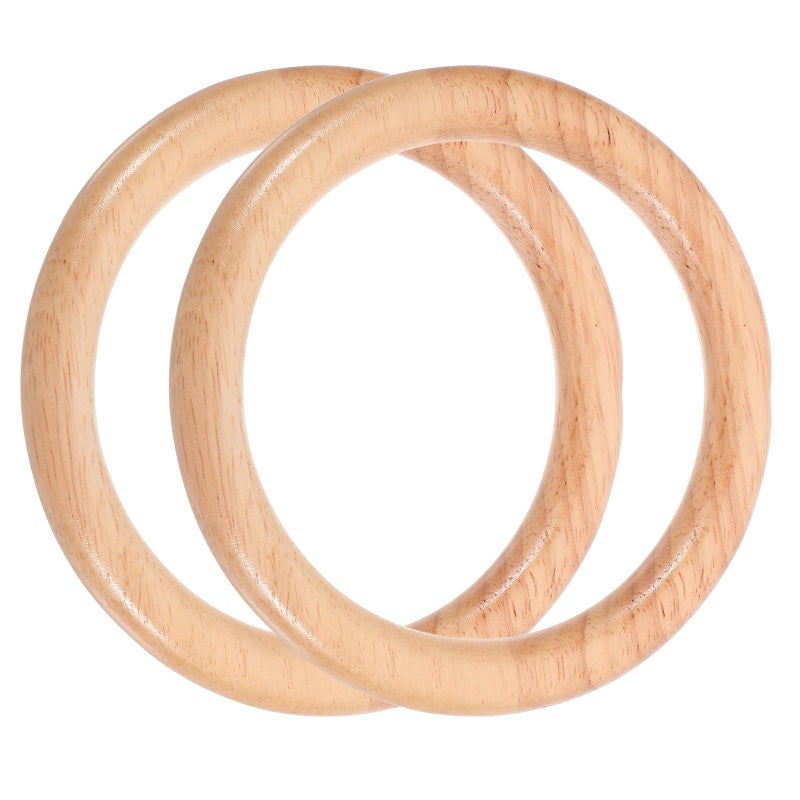 Healeved 2 Pcs Wooden Round Bag Handles 4.3 Inch Natural Purse Handles For Women DIY Handbag Crafting Macrame Accessories - Image 2