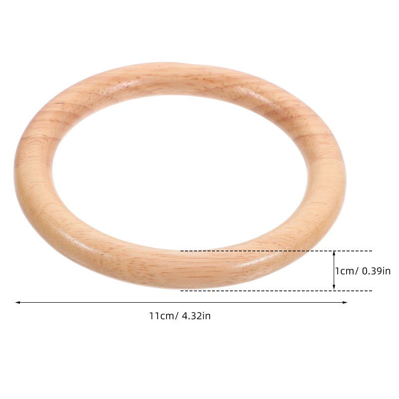 Healeved 2 Pcs Wooden Round Bag Handles 4.3 Inch Natural Purse Handles For Women DIY Handbag Crafting Macrame Accessories - Image 3