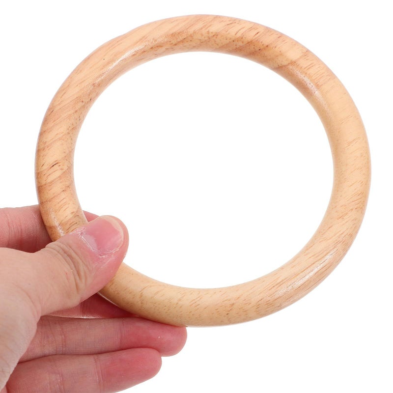 Healeved 2 Pcs Wooden Round Bag Handles 4.3 Inch Natural Purse Handles For Women DIY Handbag Crafting Macrame Accessories - Image 4