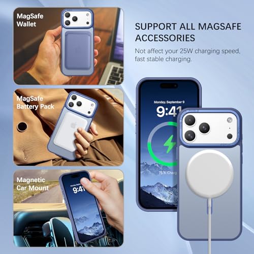 YINLAI for iPhone 17 Pro Max Case 6.9-inch,Magnetic Compatible with MagSafe, Slim Matte Anti-Fingerprint, Shockproof Full Body Military Grade Protection for iPhone 17 Pro Max Cover, Blue - Image 2