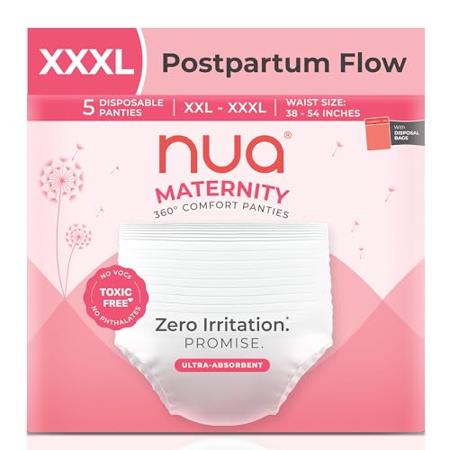 Nua 360° Comfort Maternity Panties XXL-XXXL (38-54 INCHES) | Pack of 5 | For Postpartum Bleeding and Clots | Absorbs Heavy Gushes | Zero Irritation | 4x Comfort | 360 Degree Protection | Soft | Breathable | 100% Toxic-Free, Dermatologically Tested - Image 1
