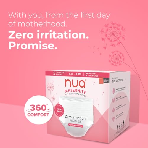 Nua 360° Comfort Maternity Panties XXL-XXXL (38-54 INCHES) | Pack of 5 | For Postpartum Bleeding and Clots | Absorbs Heavy Gushes | Zero Irritation | 4x Comfort | 360 Degree Protection | Soft | Breathable | 100% Toxic-Free, Dermatologically Tested - Image 3