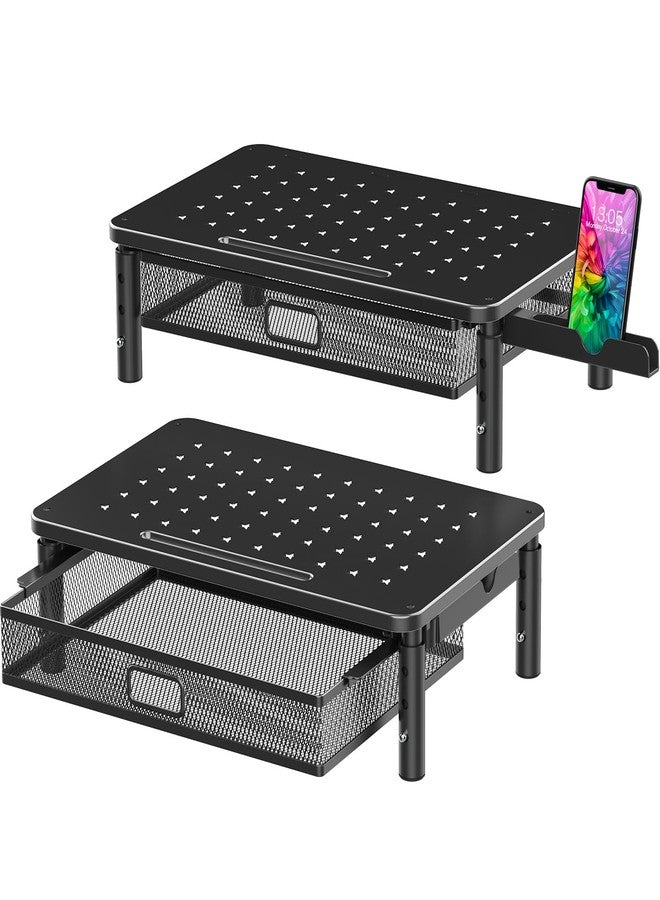 Zimilar 2 Pack Monitor Stand Riser with Metal Drawer, 3 Height Adjustable - Image 1