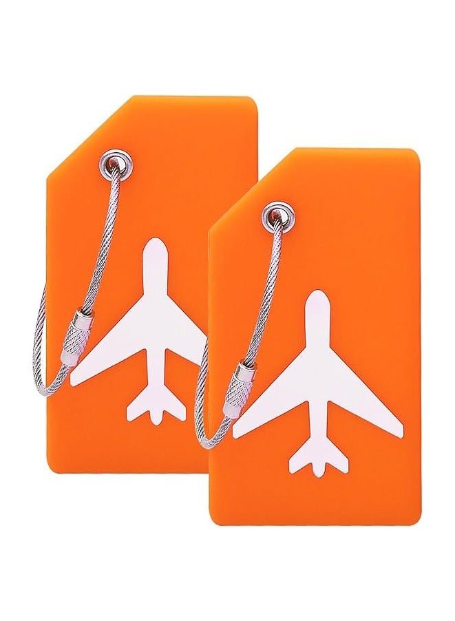 Generic 10 Pack Luggage Tags Silicone Luggage Suitcases Tags for Travel Luggage Name Tags Includes Name Cards with Partial Privacy Cover and Stainless Steel Loops for Secure Fastening (Orange)  - Image 2