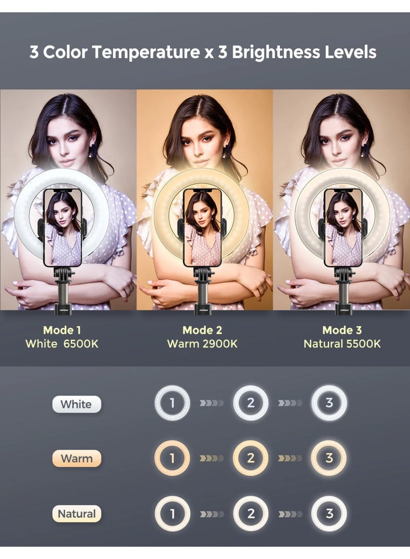 إم بو Mpow Selfie Ring Light مع حامل ثلاثي القوائم PA213B - ضوء حلقة LED للتصوير الفوتوغرافي والبث المباشر - Image 3