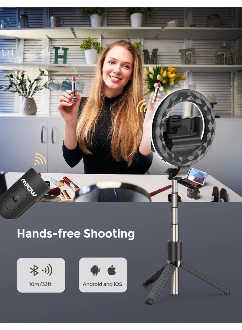 إم بو Mpow Selfie Ring Light مع حامل ثلاثي القوائم PA213B - ضوء حلقة LED للتصوير الفوتوغرافي والبث المباشر - Image 5