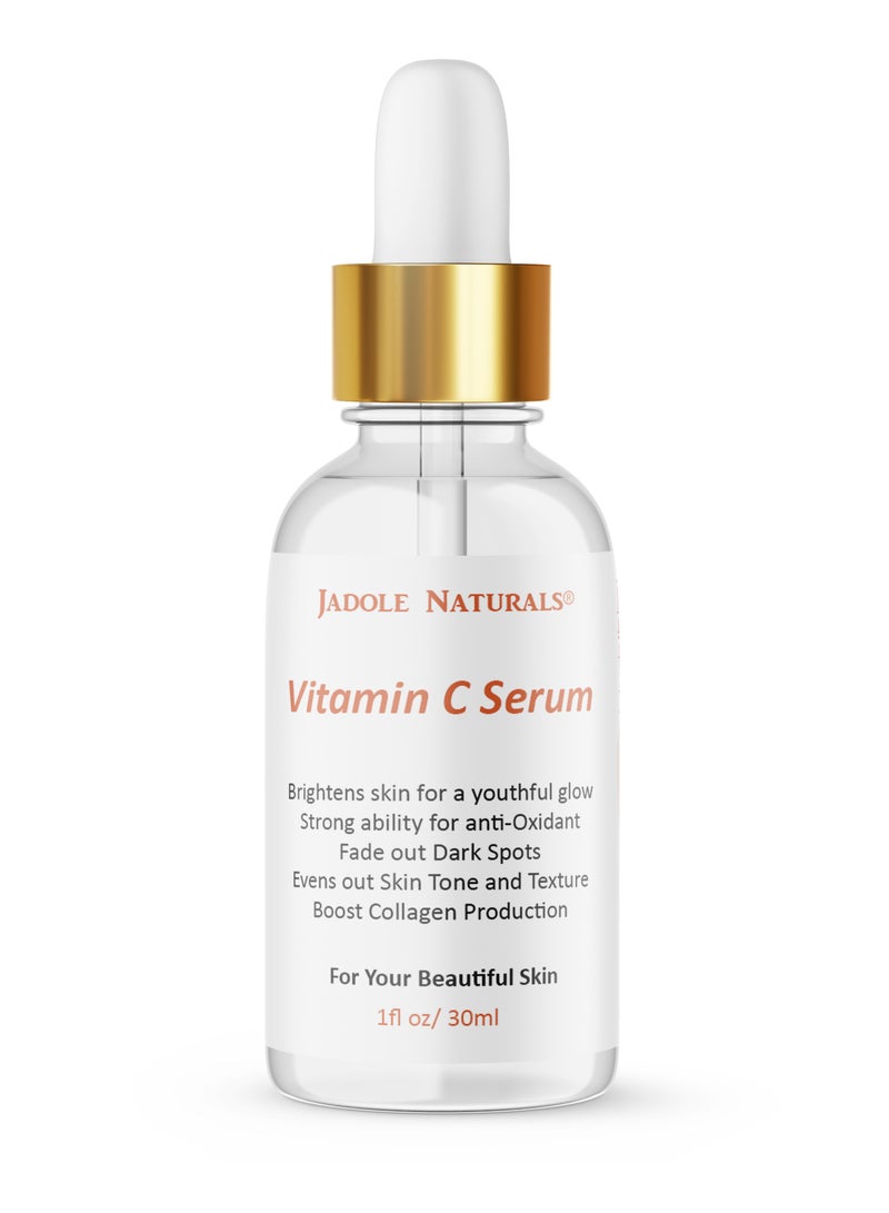 Jadole Naturals Vitamin C Face Serum - 30ml, Ethyl Ascorbic Acid & Hyaluronic Acid for Skin Brightening - Image 1