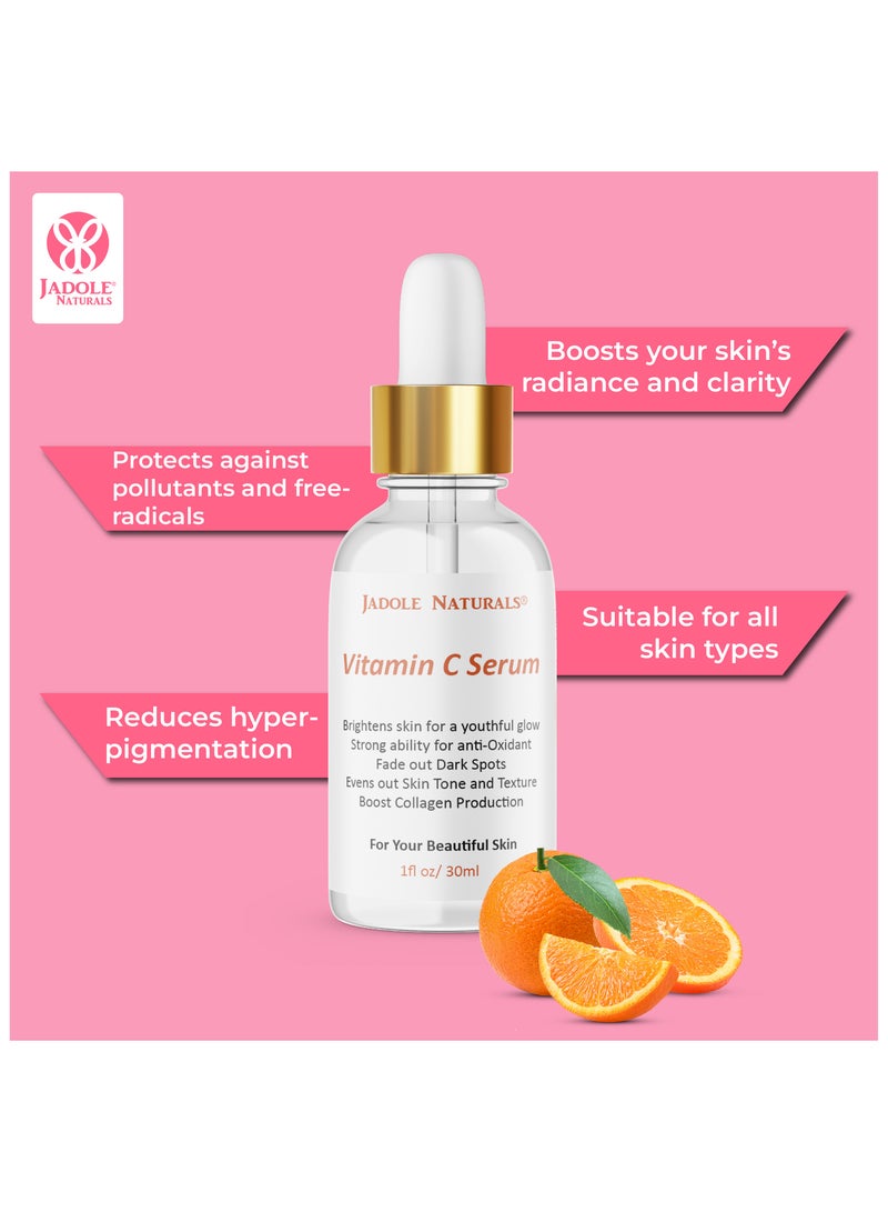 Jadole Naturals Vitamin C Face Serum - 30ml, Ethyl Ascorbic Acid & Hyaluronic Acid for Skin Brightening - Image 4