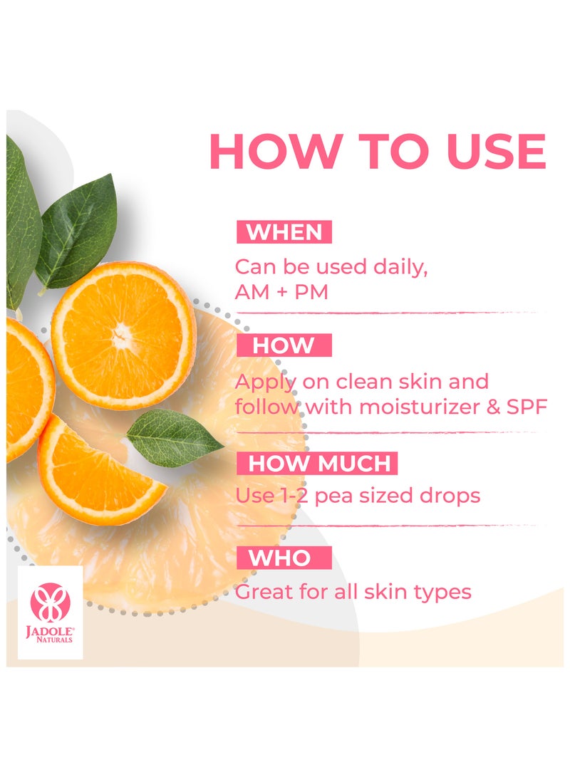 Jadole Naturals Vitamin C Face Serum - 30ml, Ethyl Ascorbic Acid & Hyaluronic Acid for Skin Brightening - Image 5