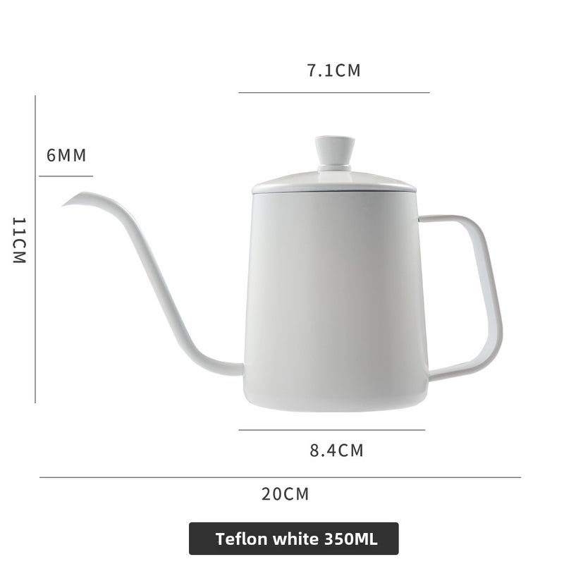 Stainless Steel Long Spout Pour Over Kettle with Lid White 350ml (with lid) 