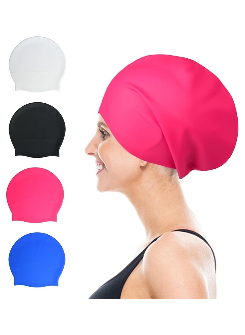 ATRJSZ Extra Large Swim Cap for Braids and Dreadlocks Waterproof Silicone Swimming Caps for Women Long Hair with Ear Plug and Nose Clip Suitable for Women Men Weaves Extensions Braids Curls  - Image 1