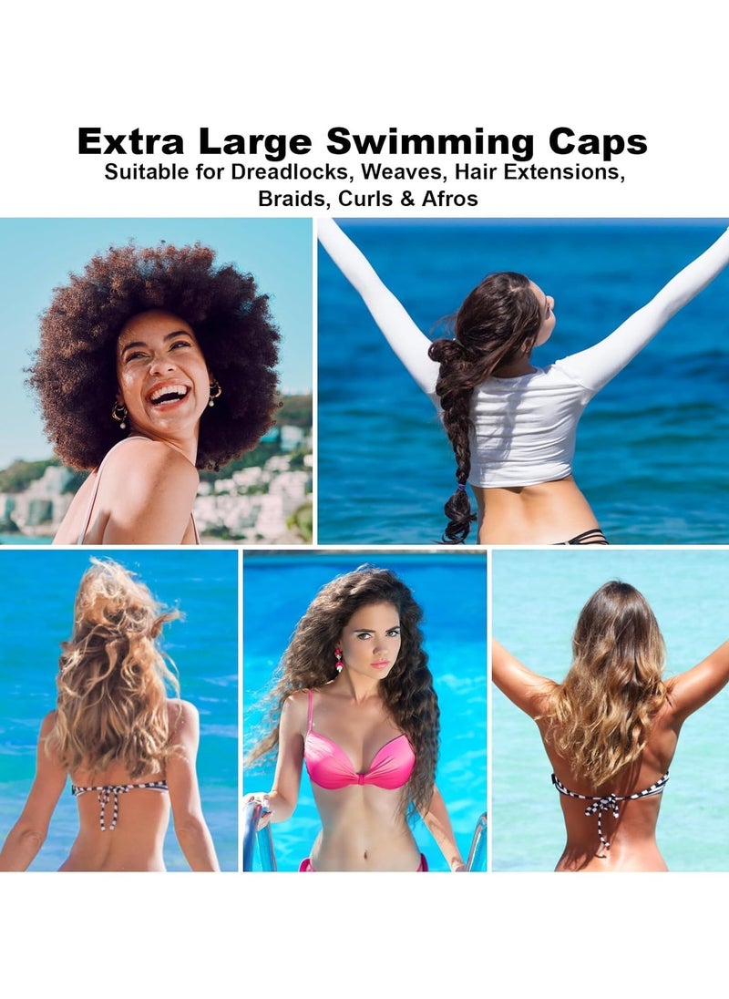 ATRJSZ Extra Large Swim Cap for Braids and Dreadlocks Waterproof Silicone Swimming Caps for Women Long Hair with Ear Plug and Nose Clip Suitable for Women Men Weaves Extensions Braids Curls  - Image 5