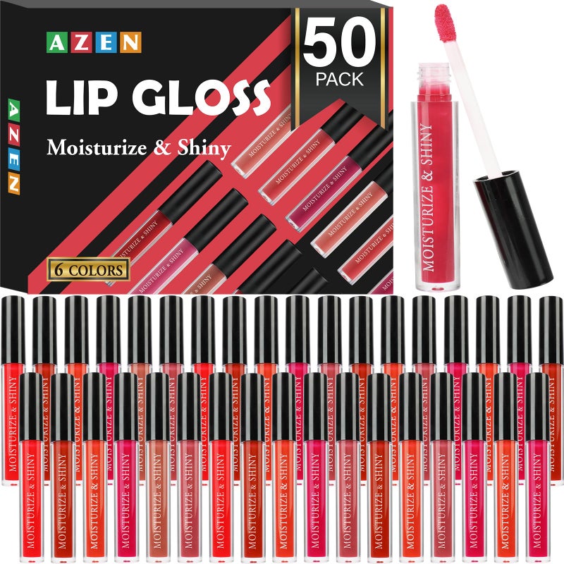 AZEN 50 Pack Lip Gloss Bulk Set Shimmery Lip Gloss for Women and Girls With Rich Varied Colorsc - Image 3