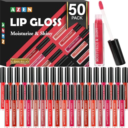 AZEN 50 Pack Lip Gloss Bulk Set Shimmery Lip Gloss for Women and Girls With Rich Varied Colorsc - Image 1