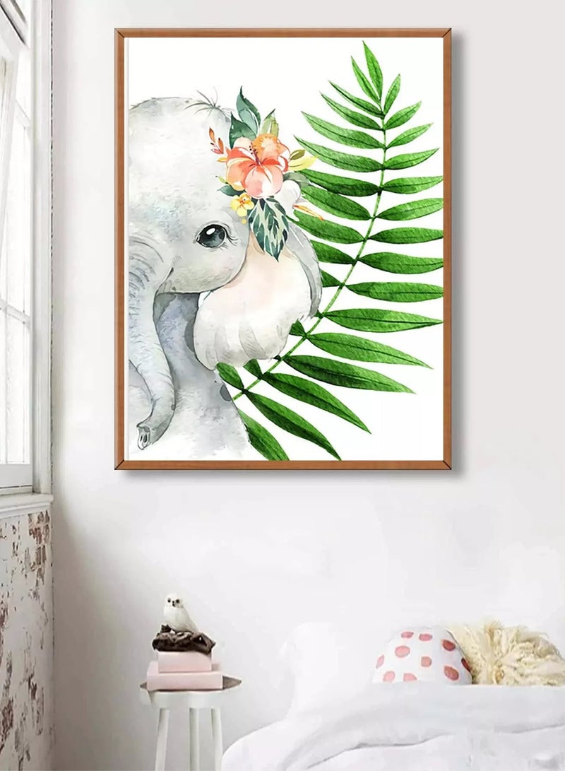 Elephant Print Diamond Drawing Without Frame - Image 2