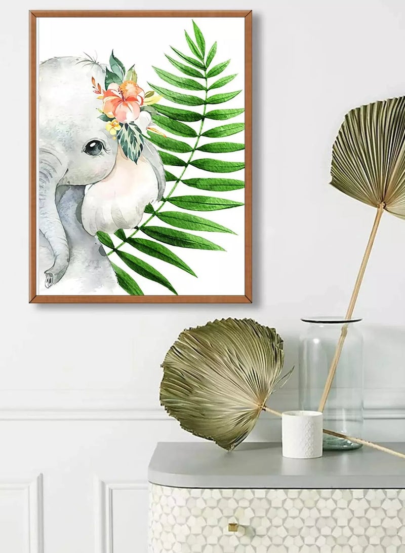 Elephant Print Diamond Drawing Without Frame - Image 1
