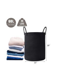 XICEN Large Laundry Basket, 58L Woven Rope Storage Basket with Handle(Black)  - Image 5