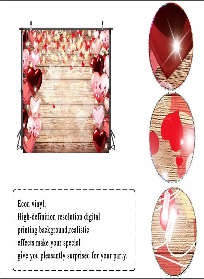 LTLYH 7x5ft Valentine's Day Backdrop for Photography Rustic Wood Lighting Red Love Heart Valentine's Day Photography Background Mother's Day Backdrop Bridal Shower Wedding Party 246 - Image 3