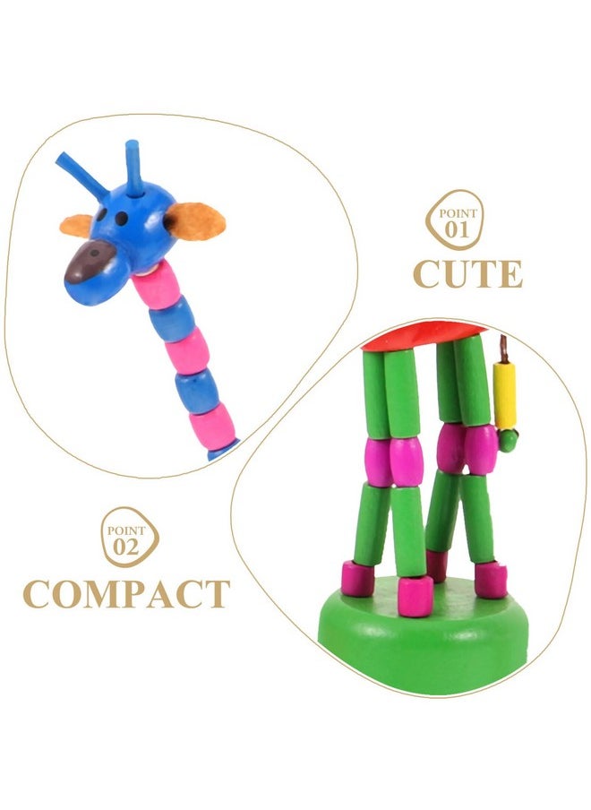STOBOK - 5Pcs Wooden Giraffe Figurine Toy Dancing Rocking Giraffe Finger Puppets Push Up Toys For Boys Kids Girls (Random Style) - Image 1