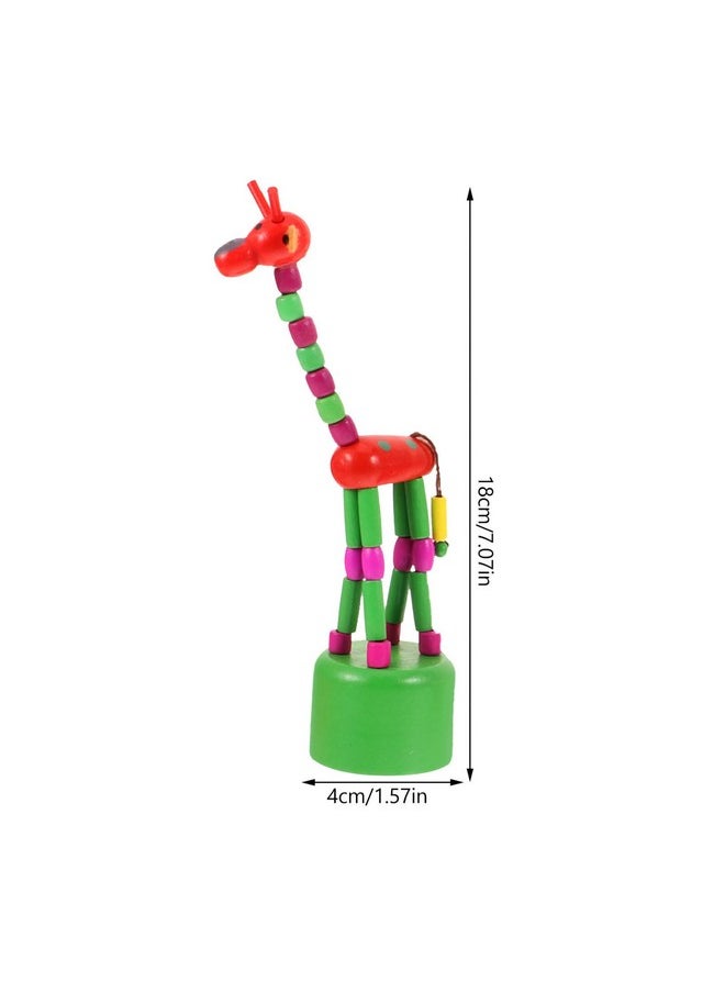 STOBOK - 5Pcs Wooden Giraffe Figurine Toy Dancing Rocking Giraffe Finger Puppets Push Up Toys For Boys Kids Girls (Random Style) - Image 1