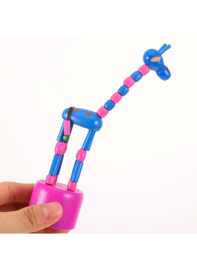 STOBOK - 5Pcs Wooden Giraffe Figurine Toy Dancing Rocking Giraffe Finger Puppets Push Up Toys For Boys Kids Girls (Random Style) - Image 1