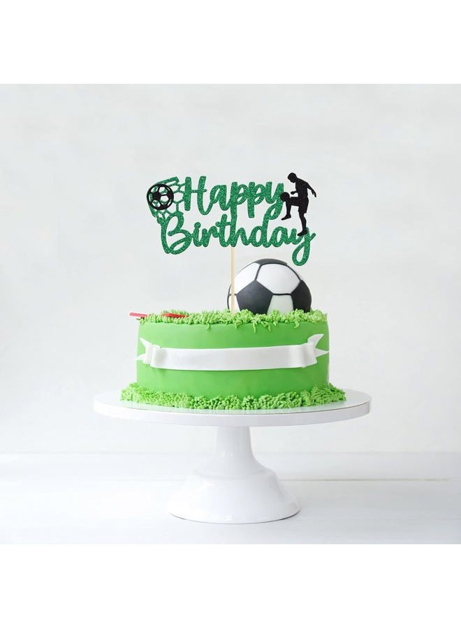 Confetti ! Football Soccer Cake Topper Happy Birthday Sign Football Player Cake Decorations for Sport Theme Man Boy Girl Birthday Party Decoration Supplies - Image 4