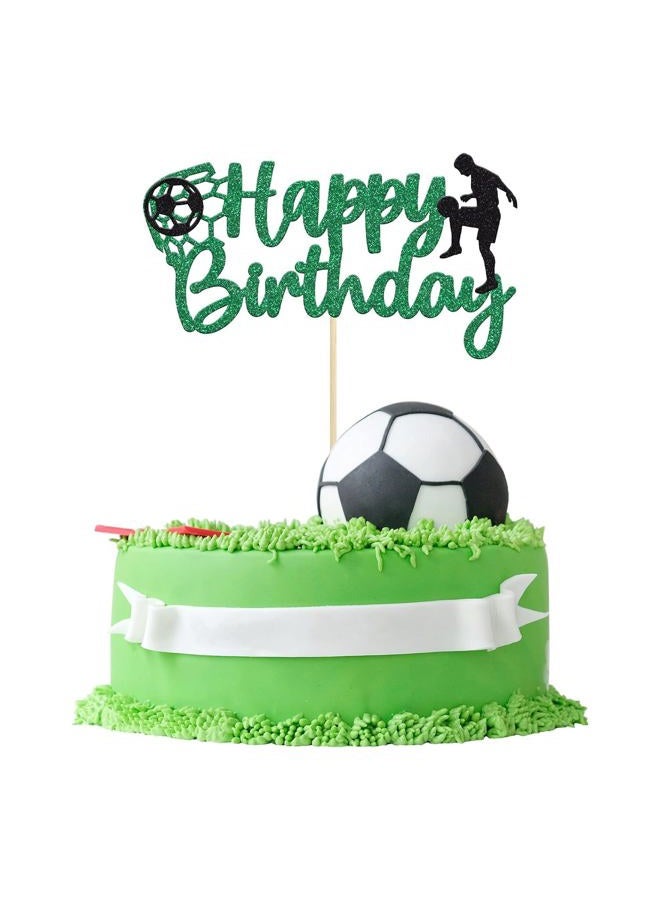 Confetti ! Football Soccer Cake Topper Happy Birthday Sign Football Player Cake Decorations for Sport Theme Man Boy Girl Birthday Party Decoration Supplies - Image 1