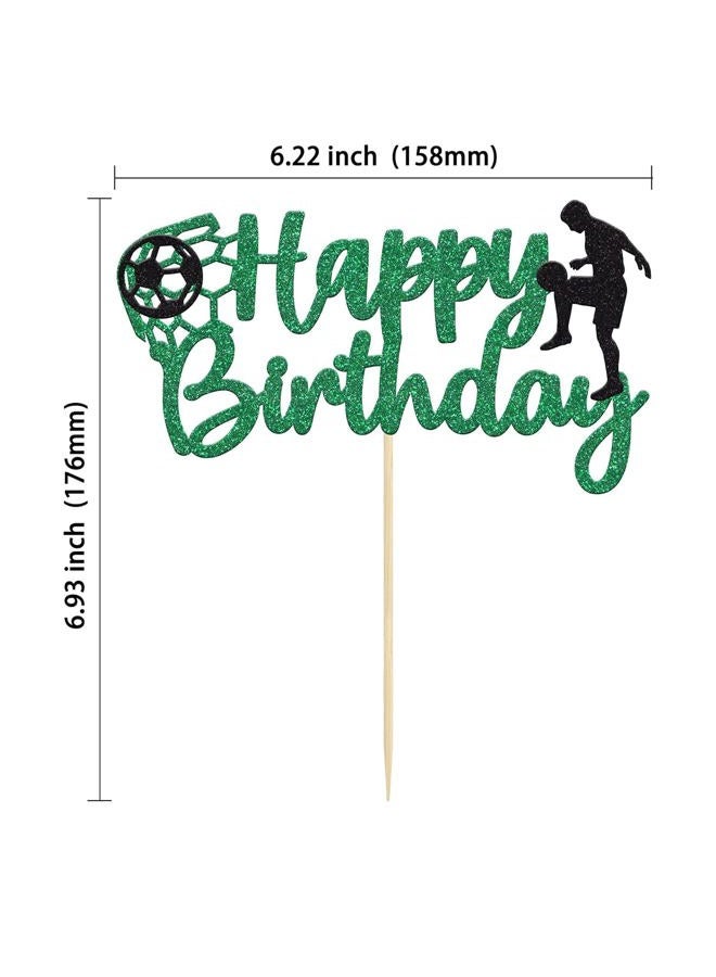 Confetti ! Football Soccer Cake Topper Happy Birthday Sign Football Player Cake Decorations for Sport Theme Man Boy Girl Birthday Party Decoration Supplies - Image 2
