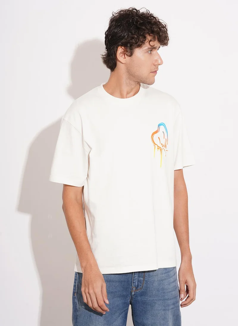 Being Human Typography Printed Round Neck Drop-Shoulder Sleeves Pure Cotton T-shirt