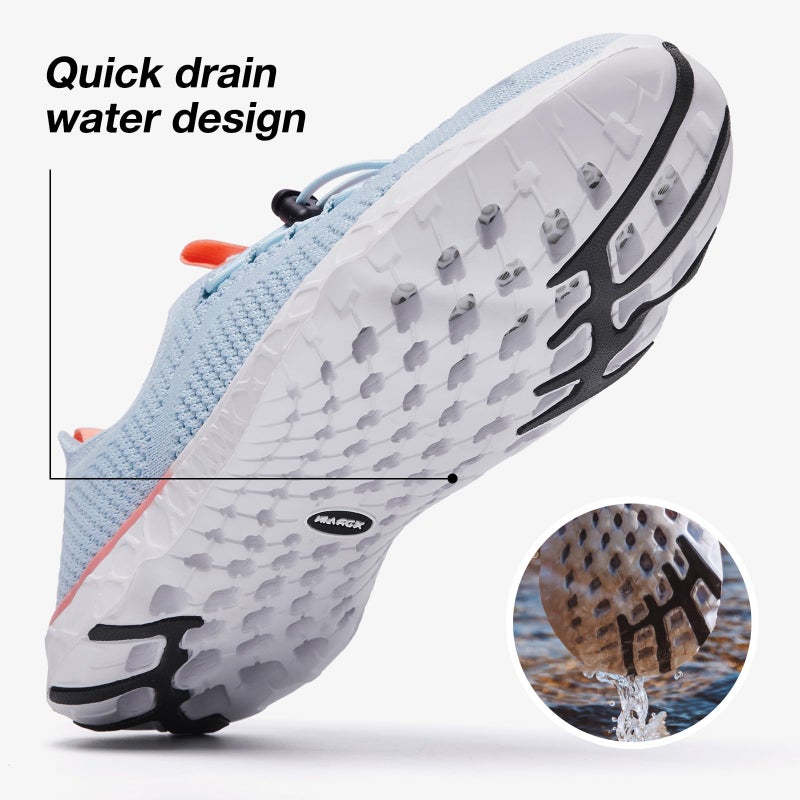 KOLILI Women's Lightweight Water Shoes for Swimming, Quick Drying Water Aerobics Shoe, Arch Support Aqua Shoes for Surfing, Woman Slip on Walking Sneaker for Outdoor Light Blue 8 - Image 3
