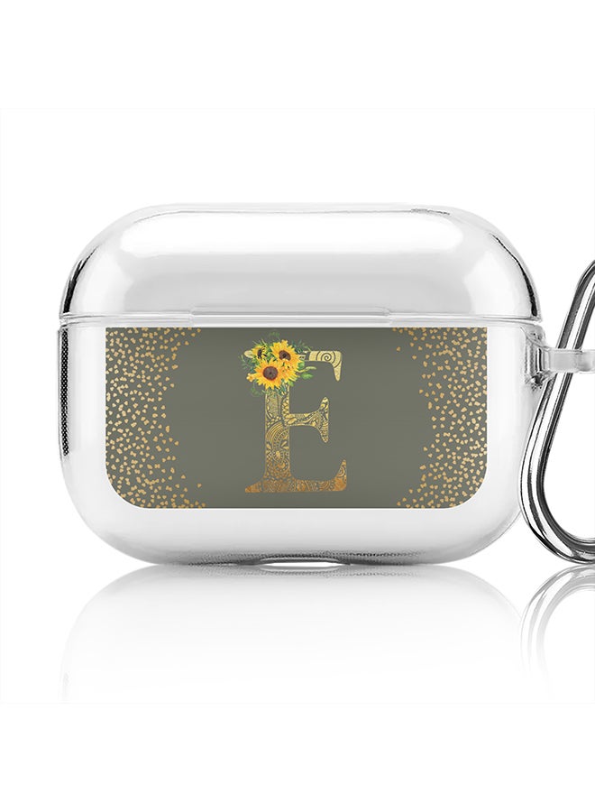 Stylizedd Classic Clear printed Case for Apple Airpods Pro Soft TPU Gel Thin Transparent Flexible Cover - Custom Monogram Initial Letter Mandala Floral Pattern Alphabet - E (Olive Green ) - Image 1
