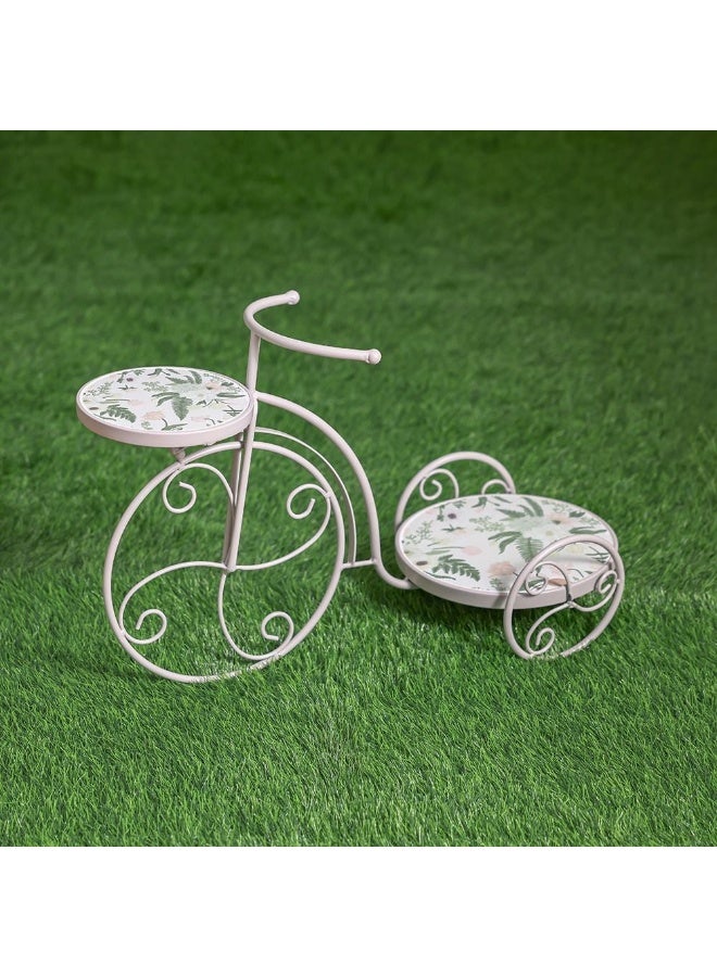 DANUBE HOME حامل نباتات على شكل دراجة مزهرة - حامل نباتات معدني بتصميم عتيق للحدائق الخارجية أو الشرفات - قطعة ديكور فريدة بتفاصيل زهرية لديكور المنزل أو المقهى - Image 1