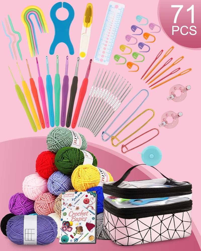 Coopay Crochet Kit for Beginner Adult Kids, 16 Colors Yarn, Portable, Double-Layer Case, Suitable for Kids & Adults - Image 5