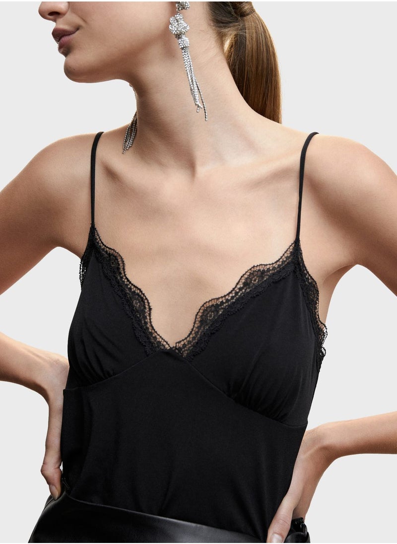 MANGO - Strappy Lace Detail Top - Image 1