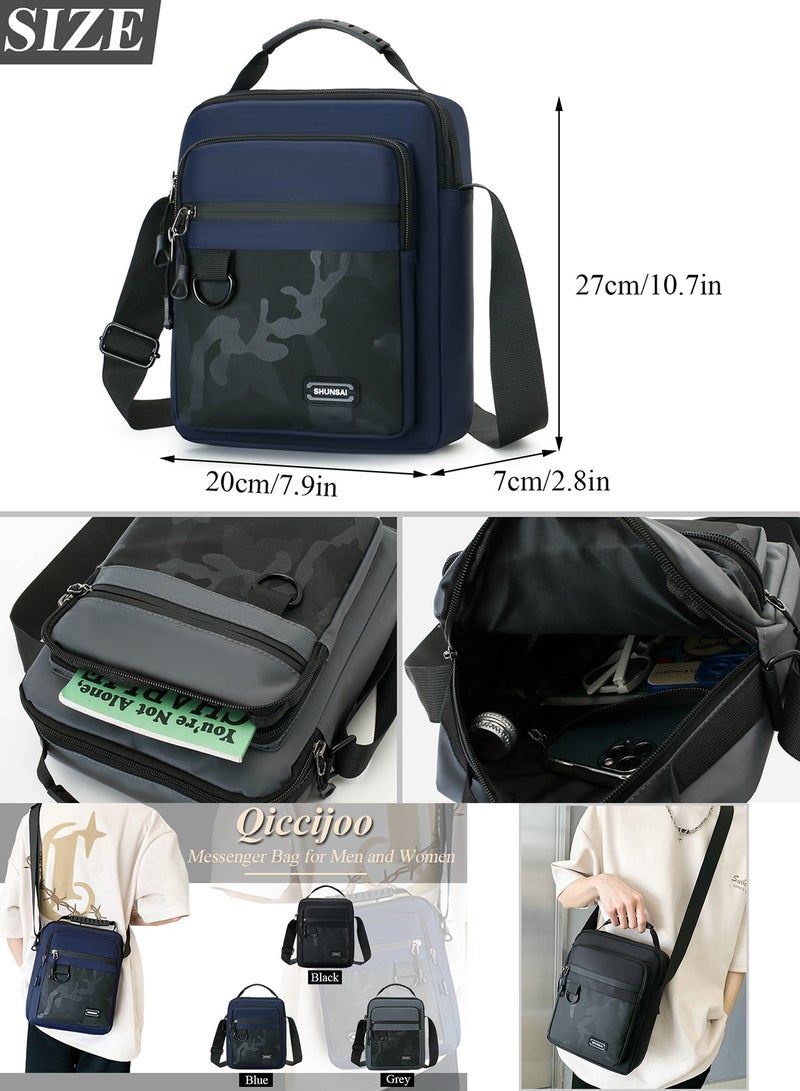 Qiccijoo Qiccijoo Crossbody Bag Messenger Bag for Men or Women Purse Shoulder Bag Sling Bag Travel Bag for Business Office School Satchel Bags Small Carry Bags(Blue)  - Image 2