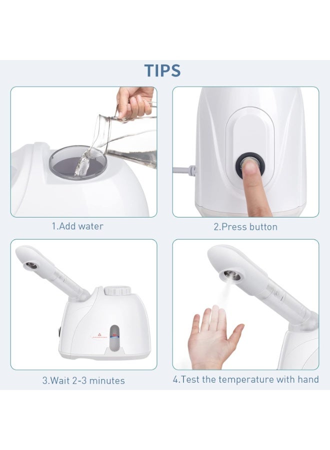 TERRIFI Facial Steamer with Extendable Arm Steaming Warm Mist Humidifier for Face Spa Sinuses Moisturizing, Homeuse or Salon - Image 3