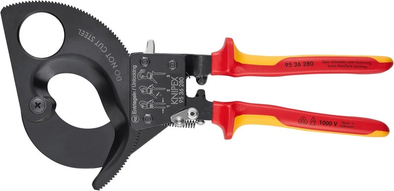 KNIPEX Ratcheting Cable Cutter - 1000V Insulated, Model 95 36 280 - Image 1