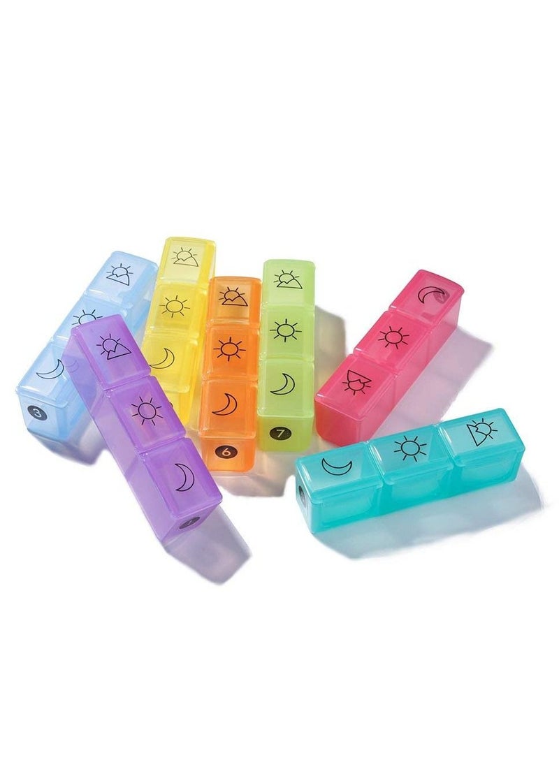 علبة حبوب 7 أيام كبيرة (3 مرات في اليوم) منظم حبوب أسبوعي حاوية حبوب منع الحمل اليومية للحبوب / فيتامين / زيت السمك / المكملات - قوس قزح - Image 3