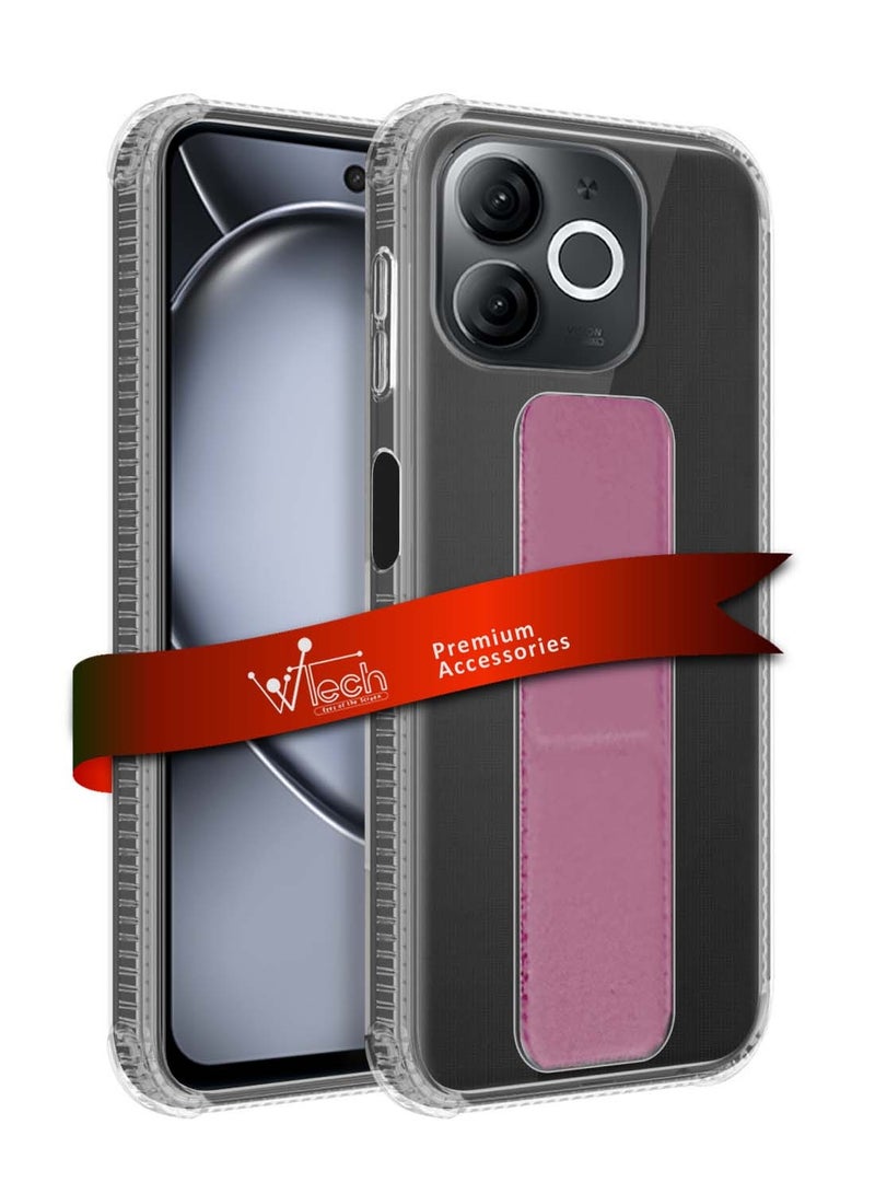 دبليو تيك غطاء وسادة هوائية بمقبض يدوي من مادة TPU من Itel A80 4G 2024 - شفاف/وردي - Image 1