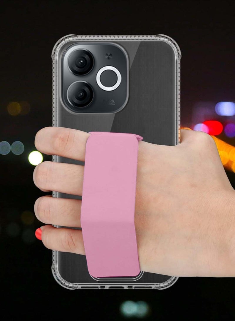 دبليو تيك غطاء وسادة هوائية بمقبض يدوي من مادة TPU من Itel A80 4G 2024 - شفاف/وردي - Image 3