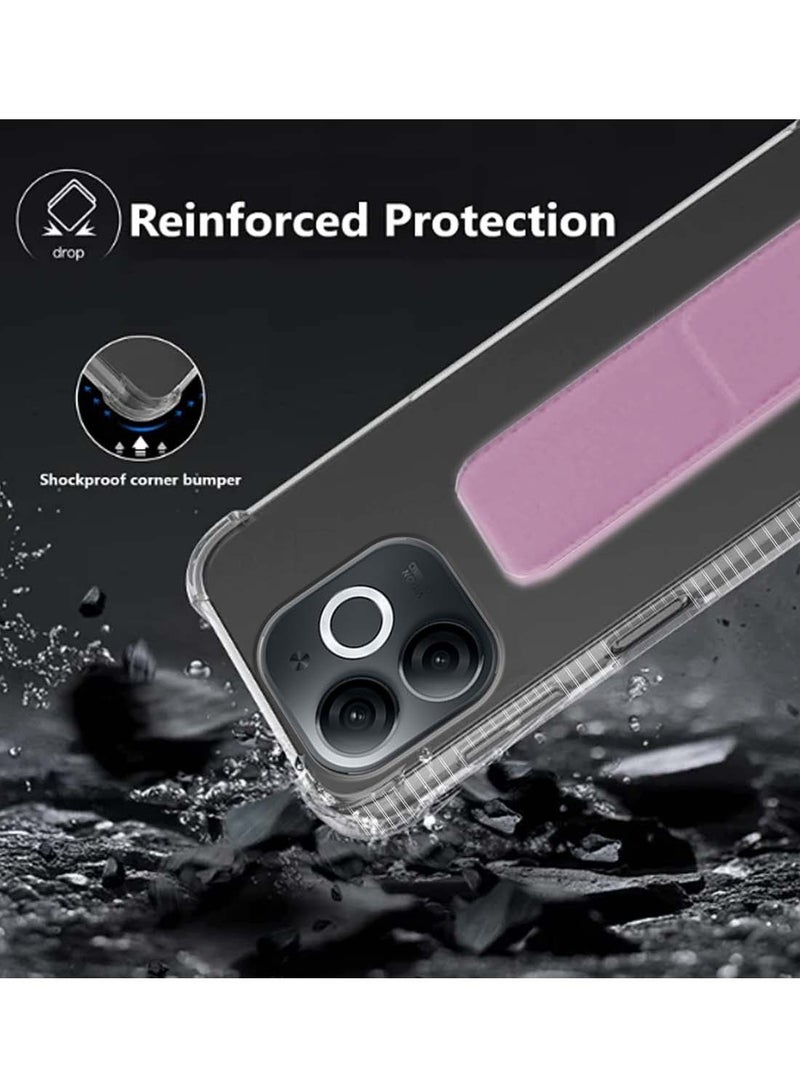 دبليو تيك غطاء وسادة هوائية بمقبض يدوي من مادة TPU من Itel A80 4G 2024 - شفاف/وردي - Image 4