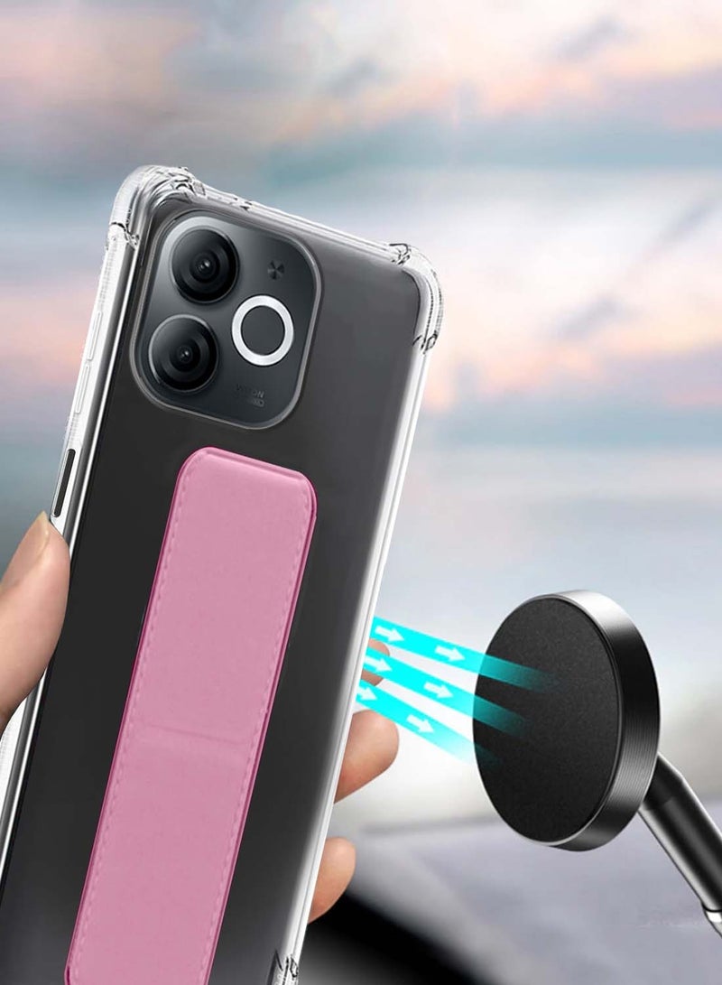 دبليو تيك غطاء وسادة هوائية بمقبض يدوي من مادة TPU من Itel A80 4G 2024 - شفاف/وردي - Image 5