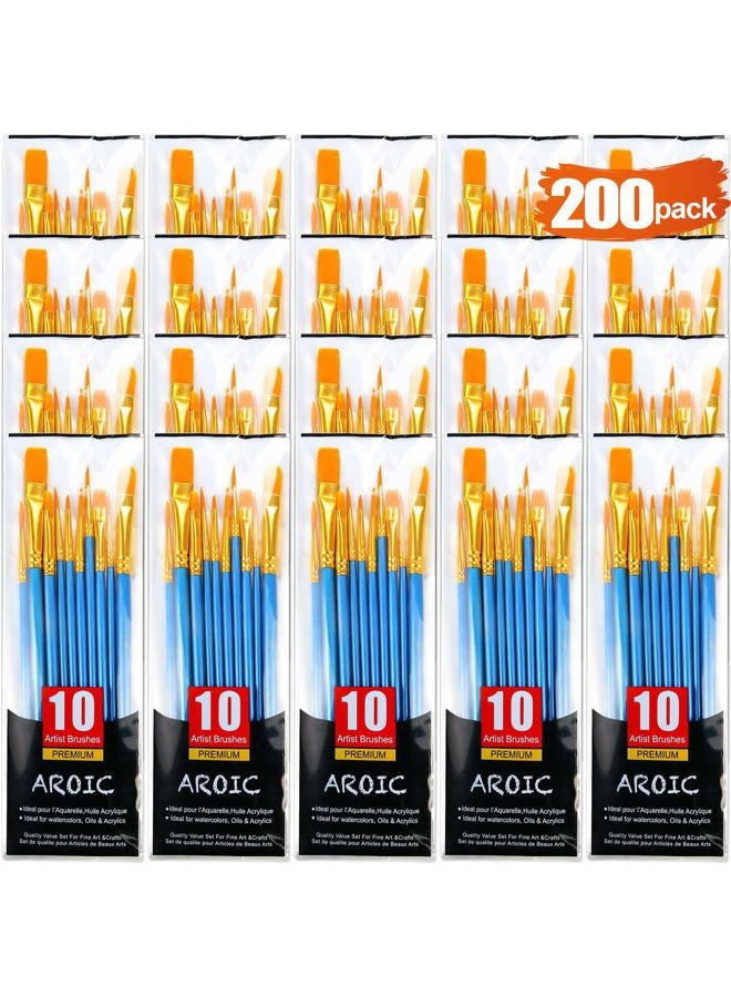 AROIC Painting Brush Suit, 20 Packs /200 Pieces, Nylon Brush Head, Suitable for Oil and Watercolor, Perfect Suit of Art Painting, Best Gift for Painting Enthusiasts. - Image 1