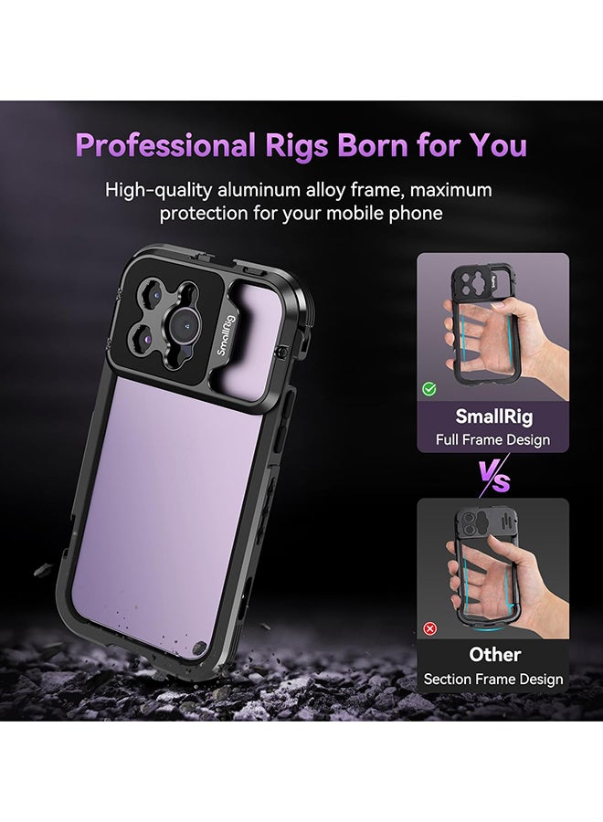 SMALLRIG Renewed - SmallRig Video Rig Cage for iPhone 14 Pro Max with Dual Cold Shoes - Aluminum Mobile Phone Cage for Filmmaking and Live Streaming - Image 3