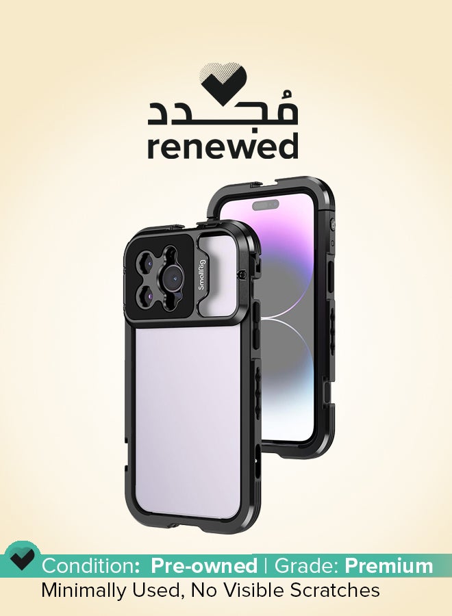 SMALLRIG Renewed - SmallRig Video Rig Cage for iPhone 14 Pro Max with Dual Cold Shoes - Aluminum Mobile Phone Cage for Filmmaking and Live Streaming - Image 1