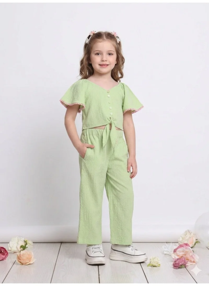 Saka Designs Green Top And Trousers Set For Girls